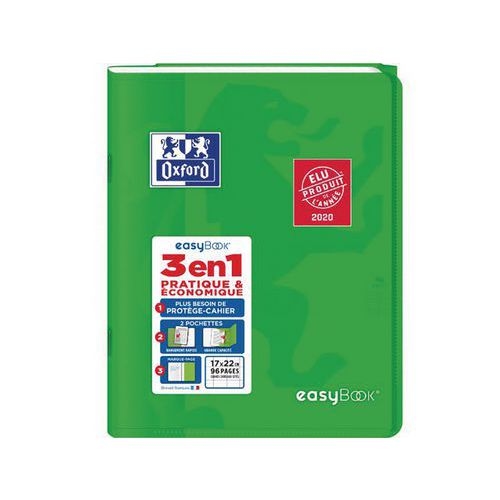 OXFORD Cahier EasyBook 17x22cm Grands Carreaux Seyès 96 Pages Agrafées Couverture Polypro Coloris Assortis - Image 4