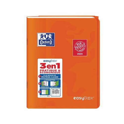 OXFORD Cahier EasyBook 17x22cm Grands Carreaux Seyès 96 Pages Agrafées Couverture Polypro Coloris Assortis - Image 2