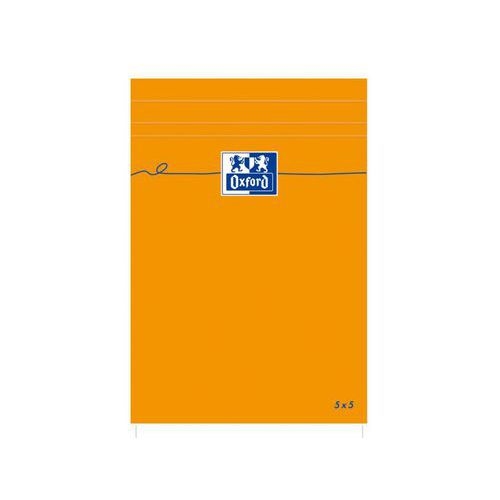 OXFORD Bloc-Notes Orange 11x17cm Petits Carreaux 5mm 80 Feuilles Agrafées Couverture Carte Enduite Orange - Image 2