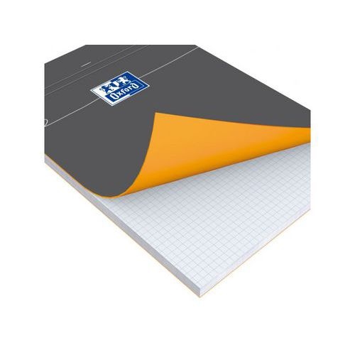 OXFORD Bloc-Notes Orange A4 Petits Carreaux 5mm 80 Feuilles Agrafées Couverture Carte Enduite Gris - Image 5