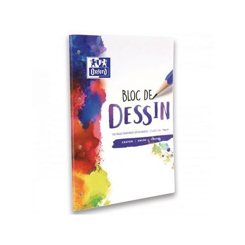 Bloc-notes dessin A4 Oxford Réglure Unie Blanche 100 Pages Collé Côté Couverture Colorée - Image 3