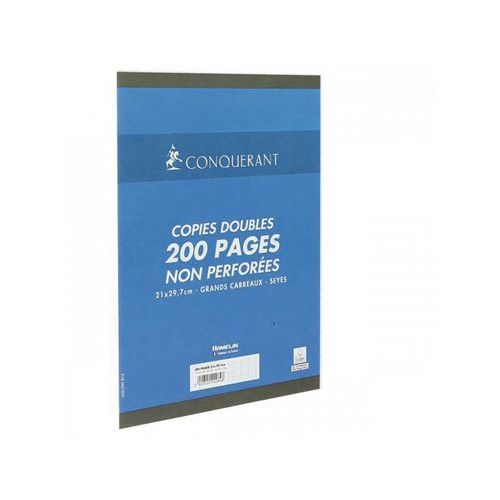 CONQUERANT Copies Doubles Non Perforées A4 Grands Carreaux Seyès 200 Pages Sous Film Blanches - Image 4
