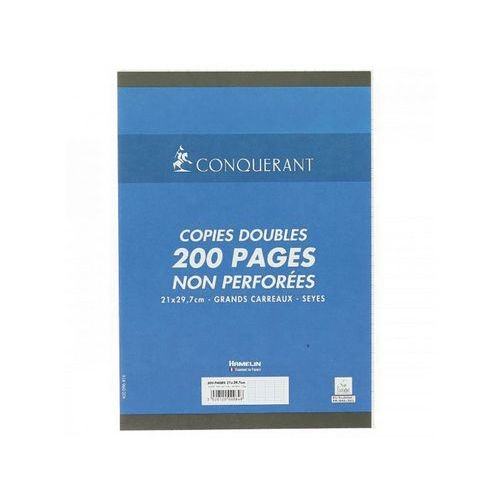 CONQUERANT Copies Doubles Non Perforées A4 Grands Carreaux Seyès 200 Pages Sous Film Blanches - Image 2
