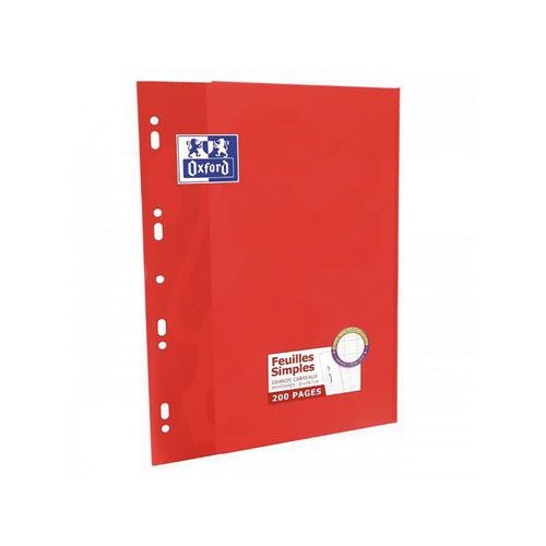 OXFORD Feuilles Simples A4 Grands Carreaux Seyès 200 Pages Etui Carte Rouge - Image 3