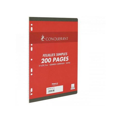 CONQUERANT Feuilles Simples A4 Grands Carreaux Seyès 200 Pages Sous Film Blanches - Image 3