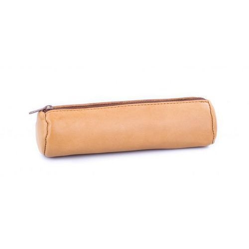 Elba Fourre-Tout Rond 6x21cm à Fermeture Eclair Cuir Naturel Beige - Image 2