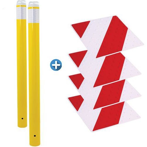 Kit piétons - poteaux lumineux jaunes et dalles rouge/blanc - Image principale