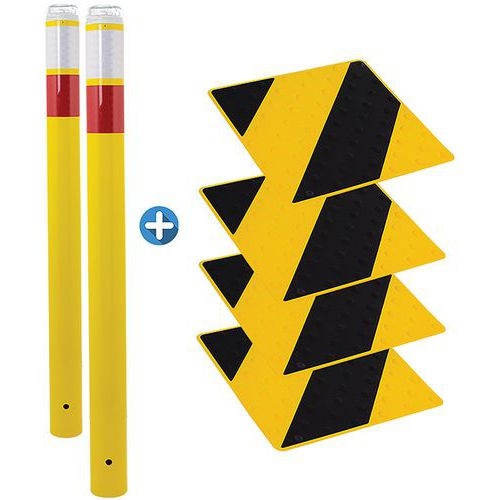 Kit piétons - poteaux lumineux jaunes et dalles noir/jaune - Image principale