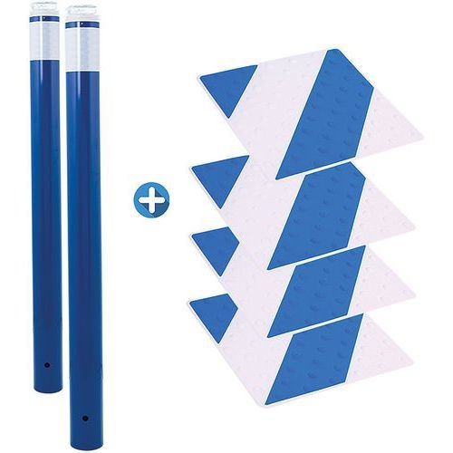 Kit piétons - poteaux lumineux bleus et dalles bleu/blanc - Image principale