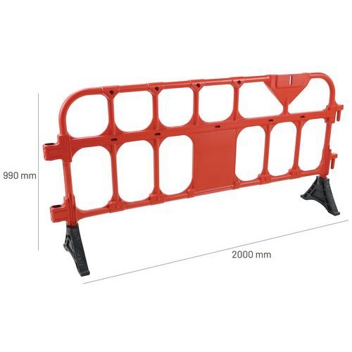 Barrière plastique avec pieds - 2000mm rouge - Image 2
