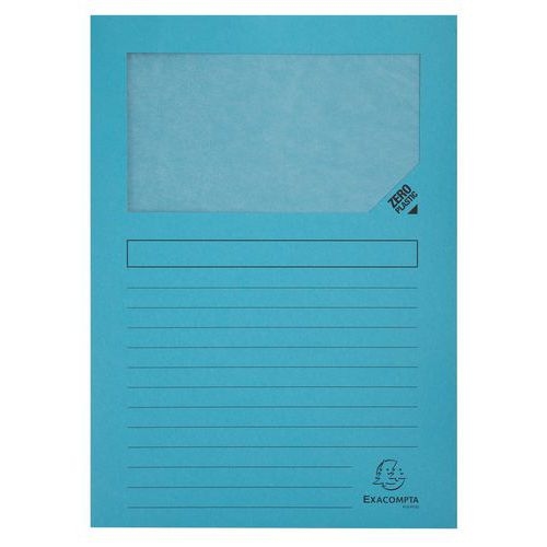 Pochette coin en carte à fenêtre 22x31 cm (Paquet de 100) - Bleu - Image principale
