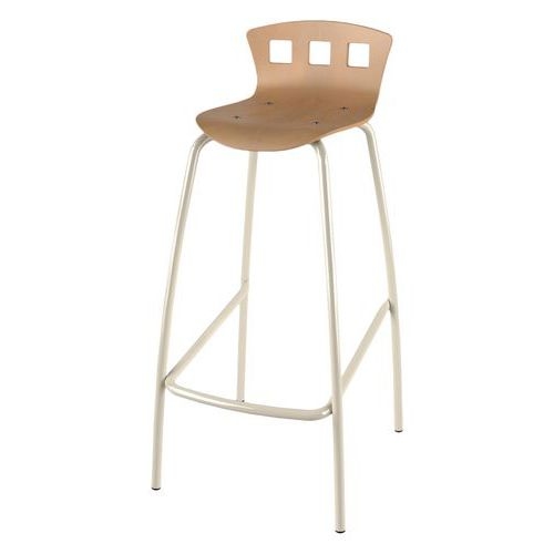 Tabouret 4 pieds hauteur 80 cm coque Caro bois naturel - beige 1013 - Image principale