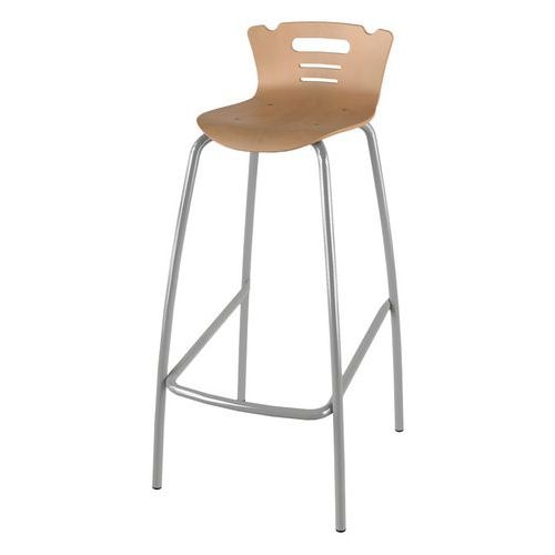 Tabouret 4 pieds hauteur 80 cm coque Coraly bois naturel - gris 9006 - Image principale