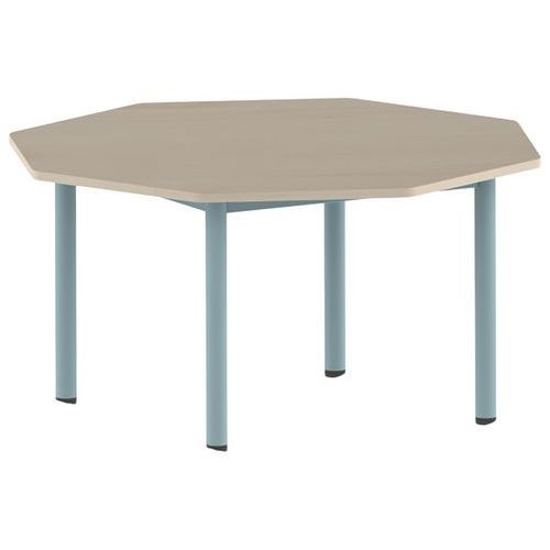 Table Carélie octogonale Ø 120 cm mobile 4 pieds stratifié Mobidecor - Image principale