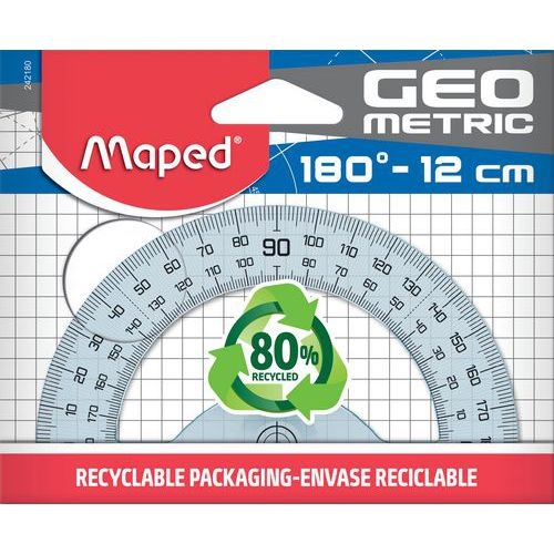 Rapporteur 180° base 12 cm - Geometric, en plastique recyclé - Image 2