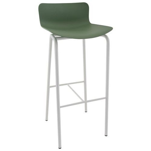 Tabouret haut Popp coque amande - piètement blanc - Image principale