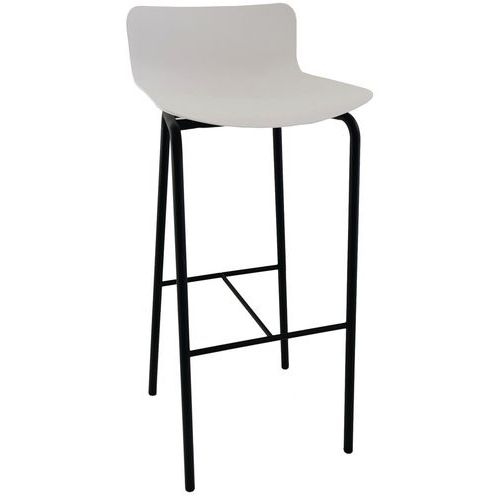 Tabouret haut Popp coque blanche - piètement noir - Image principale
