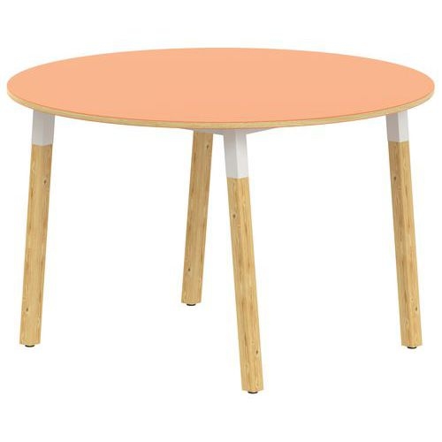 Table 4 pieds inclinés métal/bois ronde Ø 120 cm stratifié ABS - Image principale