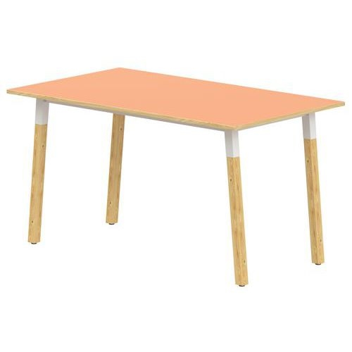 Table 4 pieds inclinés métal/bois 80 x 80 cm stratifié ABS - Image 2
