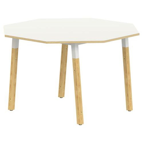 Table 4 pieds inclinés métal/bois octogonale Ø 120 cm stratifié ABS - Image 4