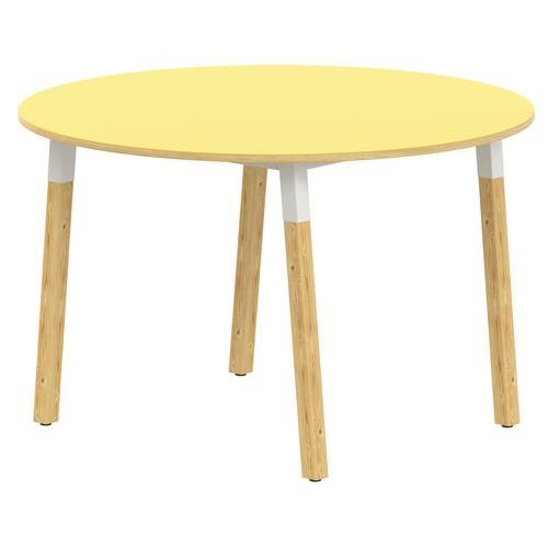 Table 4 pieds inclinés métal/bois ronde Ø 120 cm stratifié ABS - Image 2