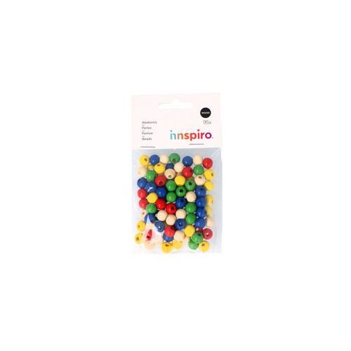 Sachet 95 perles bois rondes multicolores 10 mm - Image principale