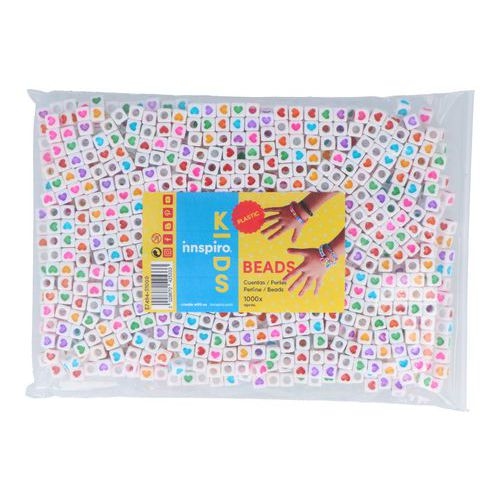 Sachet 1000 perles plastiques couleurs assorties dés cœurs Ø 7 mm - Image 2