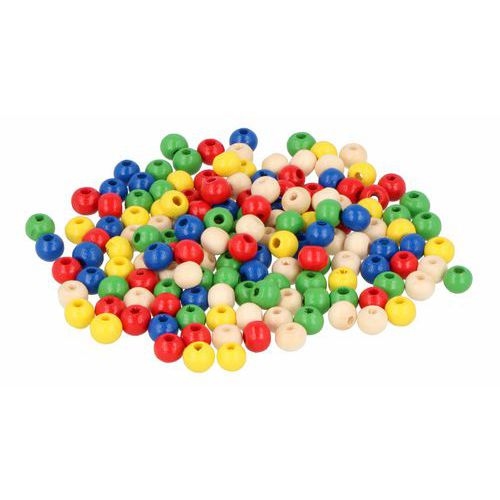 Sachet 215 perles bois rondes multicolores 6 mm - Image principale