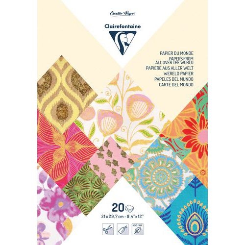 Bloc Papiers du Monde 21x29,7cm, 20 feuilles - Clairefontaine - Image principale