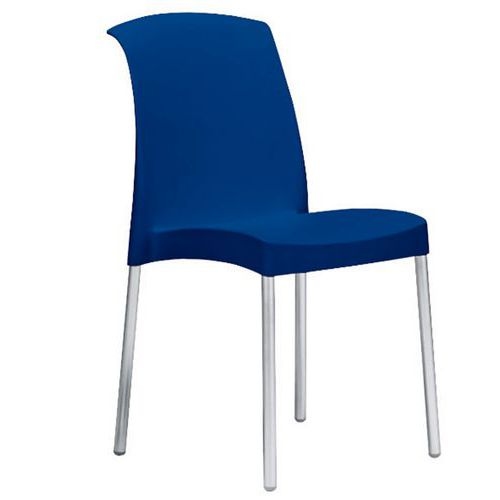 Lot de 6 chaises Jenny 4 pieds bleu/alu - Image principale