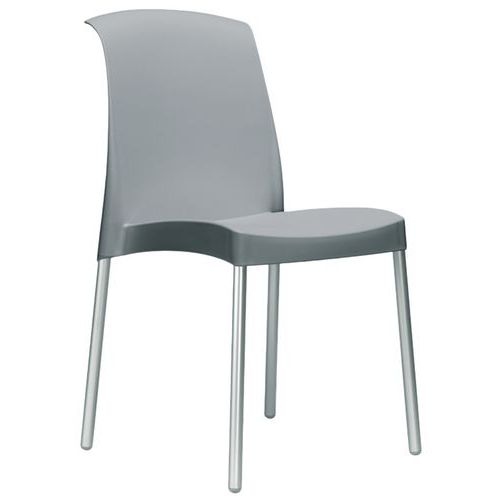 Lot de 6 chaises Jenny 4 pieds non feu gris clair/alu - Image principale
