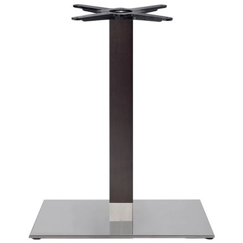 Pied de table Tiffany ht 109cm base rectang inox brillant - colonne hêtre wengué - Image principale