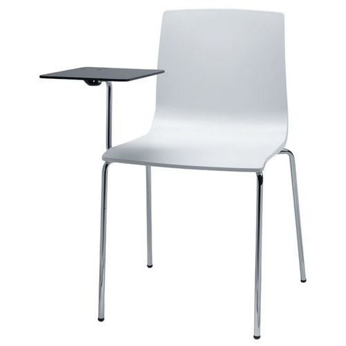 Lot de 2 chaises Alice 4 pieds avec tablette HPL lin - chromé - Image principale