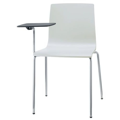 Lot de 2 chaises Alice 4 pieds avec tablette technopolymère lin - chromé - Image principale