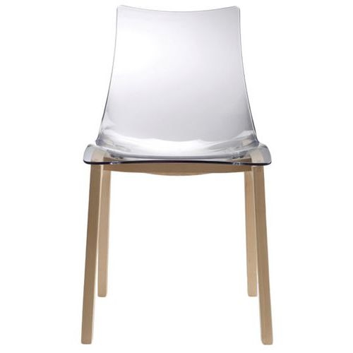 Lot de 2 chaises Zebra antichoc 4 pieds - transparent/hêtre naturel - Image principale