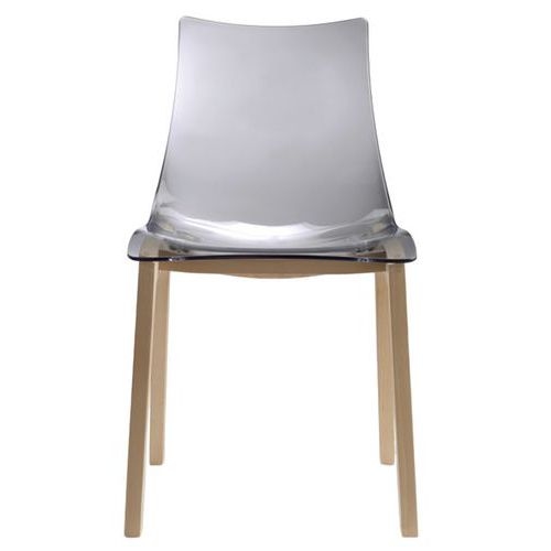 Lot de 2 chaises Zebra antichoc 4 pieds - transparent fumé/hêtre naturel - Image principale