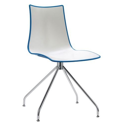 Lot de 2 chaises Zebra blanc/bleu - pied pivotant chromé - Image principale