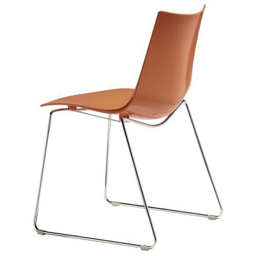 Lot de 2 chaises Zebra orange - pied traîneau chromé - Image principale