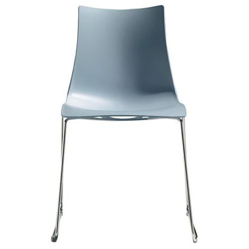 Lot de 2 chaises Zebra azur pied traîneau chromé - Image principale