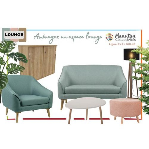 Fauteuil 1 place AYA pied Métal enduit PVC non feu M1 Cendre - Image 3