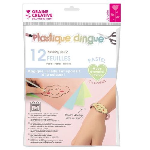 Lot 12 feuilles plastique dingue pastel - Image principale