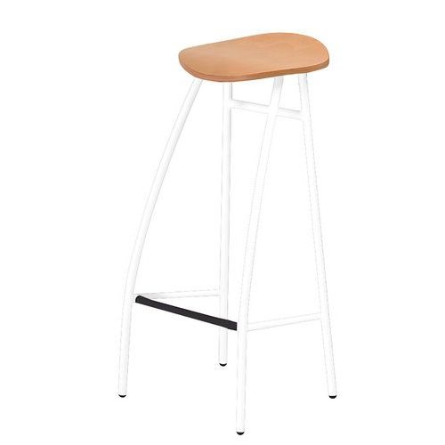 Tabouret haut Diablo assise bois verni - Image 6