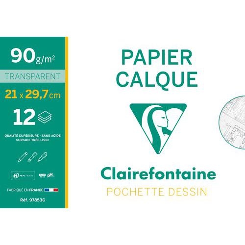Pochette 12 feuilles papier calque 21x29,7 90g - Image principale