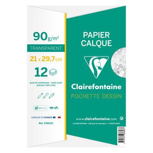Pochette 12 feuilles papier calque 21x29,7 90g - Image 2