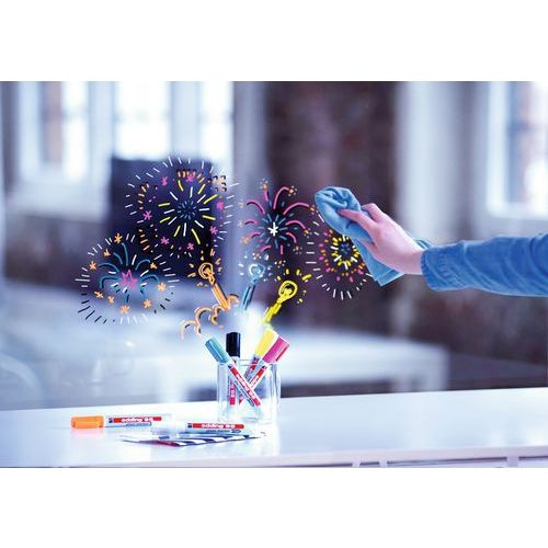 Etui de 6 marqueurs pour tableau verre E95 - Image 2