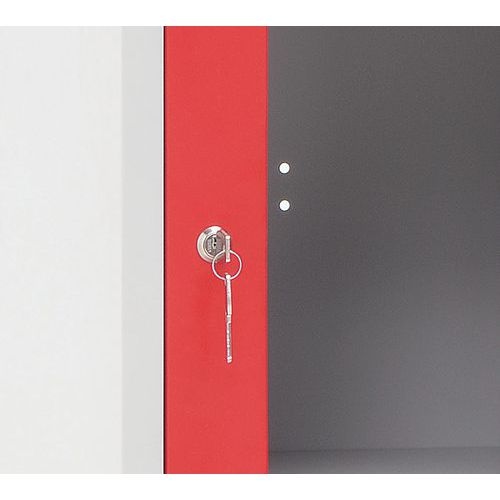 Vestiaire porte transparente 4 cases - 1 colonne lg 40cm Gris/Rouge - Image 3