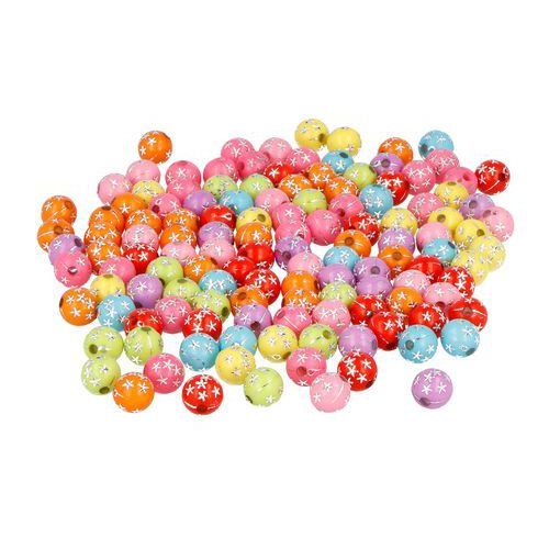 Bocal 750 perles plastique rondes étoiles dia 7,5 trou 1.5 - Image principale