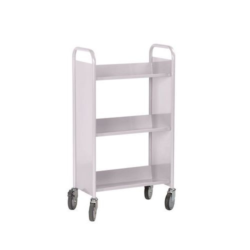 Chariot à livres 3 tablettes inclinées simple face gris 7036 - Image principale