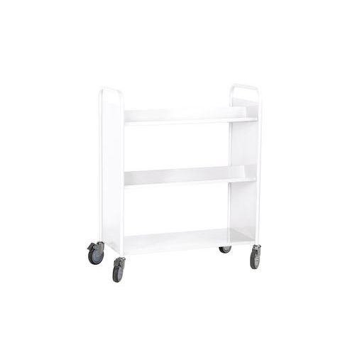 Chariot à livres 4 tablettes inclinées+1 droite double face blanc 9003 - Image 2