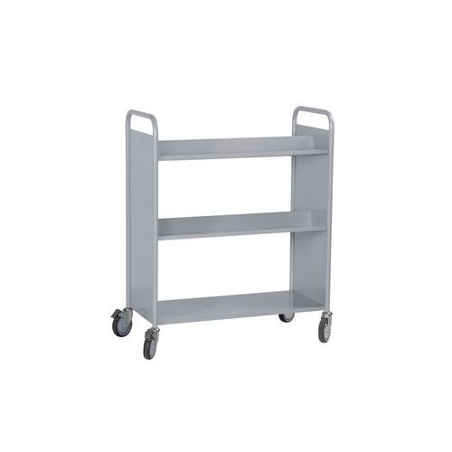 Chariot à livres 4 tablettes inclinées+1 droite double face gris 7040 - Image 3